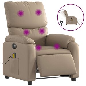 vidaXL Fauteuil de massage inclinable électrique cappuccino similicuir