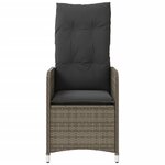 vidaXL Chaise inclinable de jardin avec coussins gris résine tressée