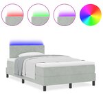 vidaXL Lit box avec matelas et lumière LED Gris clair 120x190 cm Velours