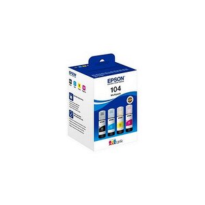 Epson 104 - pack de 4 bouteilles d'encre noire cyan magenta et jaune (c13t00p340)