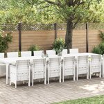 Ensemble de jardin 15 pièces avec coussins en rotin blanc
