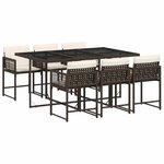 vidaXL Ensemble à manger de jardin et coussins 7 Pièces marron rotin