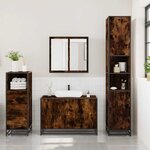 vidaXL Ensemble de meubles de salle de bain 3 Pièces Chêne fumé