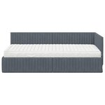 vidaXL Cadre de lit d'angle avec matelas 2 Pièces Gris Velours