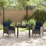 vidaXL Ensemble de salle à manger pour jardin 3 Pièces Gris polyrotin