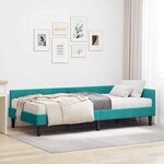 vidaXL Cadre de lit d'angle avec matelas Autre 2 Pièces Turquoise Velours