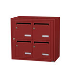 Bloc collectif Leabox 2x2 grade 3 simple face Extérieur fixation murale Rouge brun RAL 3011 finition brillante