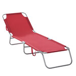 Bain de soleil transat pliable dossier réglable multipositions métal et polyester bordeaux