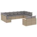vidaXL Salon de jardin et coussins 12 Pièces mélange beige résine tressée