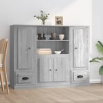 vidaXL Buffets 3 Pièces sonoma gris bois d'ingénierie