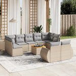 vidaXL Salon de jardin avec coussins 10 Pièces beige résine tressée