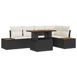 vidaXL Ensemble de canapé de jardin 6 Pièces Noir Poly rotin