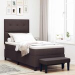 vidaXL Lit à ressorts avec matelas Marron foncé 90 x 190 cm tissu