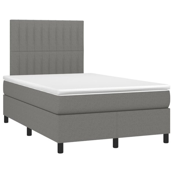 vidaXL Sommier à lattes de lit avec matelas gris foncé 120x190cm tissu
