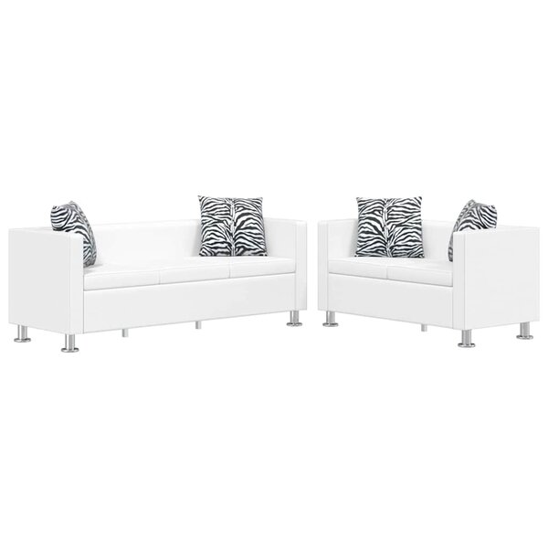 vidaXL Ensemble de canapés 2 places et 3 places Cuir synthétique Blanc