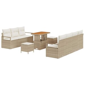 vidaXL Ensemble de canapé de jardin 10 Pièces Beige Poly rotin