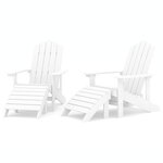 vidaXL Chaises de jardin Adirondack lot de 2 repose-pieds PEHD Blanc