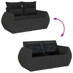 vidaXL Salon de jardin 8 Pièces avec coussins noir résine tressée