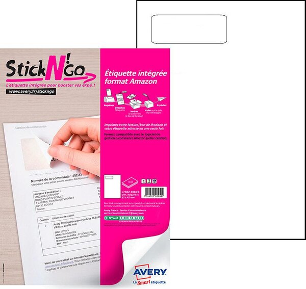 Etiquettes intégrées stickn'go format amazon/powerboutique - l7982