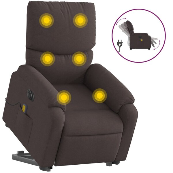vidaXL Fauteuil inclinable de massage électrique Marron foncé Tissu