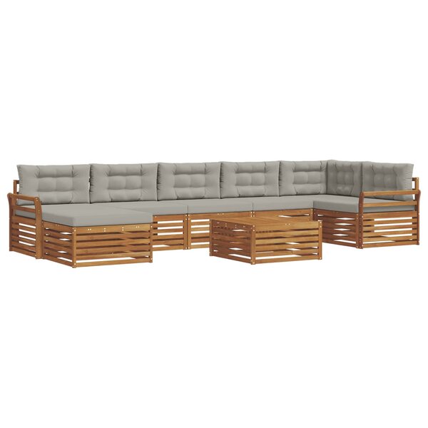 vidaXL Ensemble de canapés d'extérieur 8 Pièces Gris Naturel et Clair