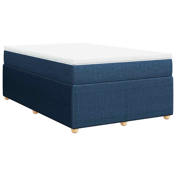 vidaXL Sommier à lattes de lit avec matelas Bleu 120x200 cm Tissu