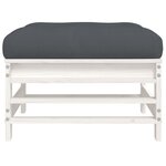 vidaXL Repose-pieds de jardin coussins lot de 2 blanc bois pin massif