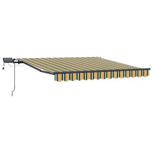 vidaXL Auvent Rétractable Vert et jaune 350 x 250 cm tissu