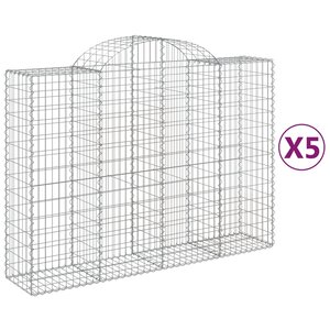 vidaXL Paniers à gabions arqués 5 Pièces 200x50x140/160 cm Fer galvanisé