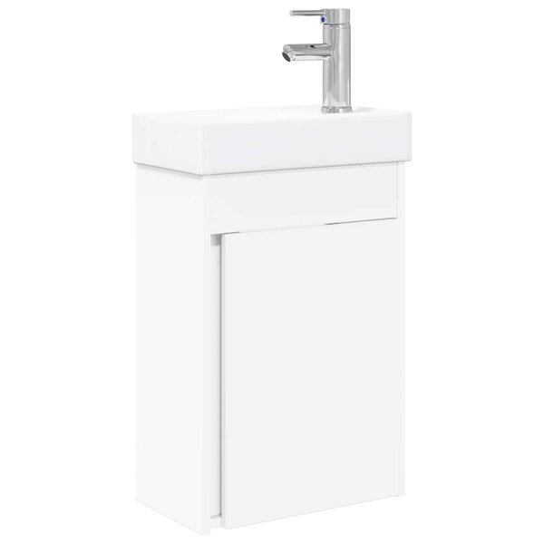 vidaXL Meuble de salle de bain avec robinet Blanc 40 5 x 22 5 x 62 cm