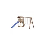 AXI Beach Tower avec Balancoire Double Marron Bleu Toboggan