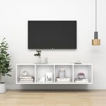 Vidaxl meuble tv mural blanc 37x37x142 5 cm aggloméré