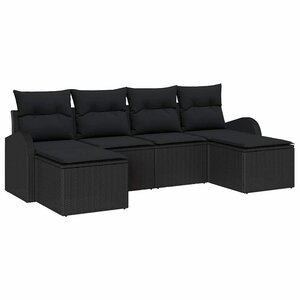 vidaXL Ensemble de canapé de jardin 6 Pièces Noir Poly Rattan