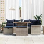 vidaXL Ensemble de canapé de jardin 7 Pièces Gris polyrotin