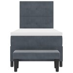 vidaXL Lit à ressorts avec matelas et banc gris foncé 90x200 cm en velours
