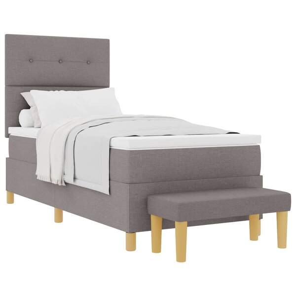 vidaXL Lit à ressorts avec matelas Taupe 90 x 200 cm tissu