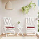 vidaXL Coussins de chaise de jardin lot de 2 rouge bordeaux 40x40x3 cm