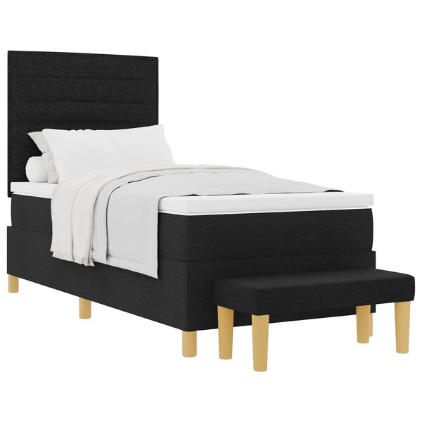 vidaXL Lit à ressorts avec matelas Noir 100 x 200 cm tissu