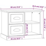 vidaXL Table de chevet blanc brillant 60x35 5x45 cm