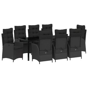 vidaXL Ensemble de salle à manger pour jardin 9 Pièces Noir polyrotin