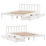vidaXL Cadre de lit sans matelas blanc 135x190 cm bois de pin massif