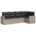 vidaXL Salon de jardin 5 Pièces avec coussins gris clair résine tressée