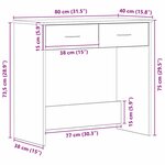 vidaXL Bureau Chêne noir 80 x 40 x 75 cm Bois d'ingénierie