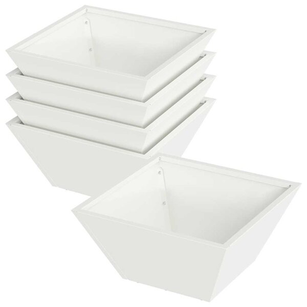 vidaXL Jardinières bowl   5 pièces blanches  35x35x15 cm en acier.