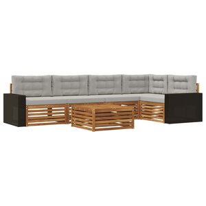 vidaXL Ensemble de canapés d'extérieur 6 Pièces Naturel et gris clair