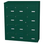 Bloc collectif Leabox  3x4  grade 3  simple face  extérieur  fixation murale  vert mousse ral 6005 finition brillante