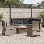 vidaXL Salon de jardin 6 Pièces avec coussins Gris Résine tressée