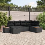 vidaXL Ensemble de Canapés de Jardin 6 Pièces avec Coussins Noir Poly Rattan