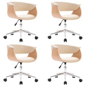 vidaXL Chaises pivotantes à manger lot de 4 crème similicuir