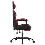 vidaXL Chaise de jeu pivotante et repose-pied Noir et rouge Similicuir
